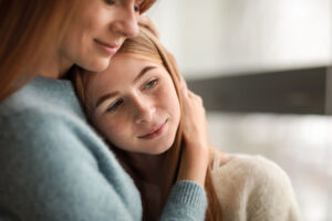 A mother and daughter discussing substance abuse counselors in VA